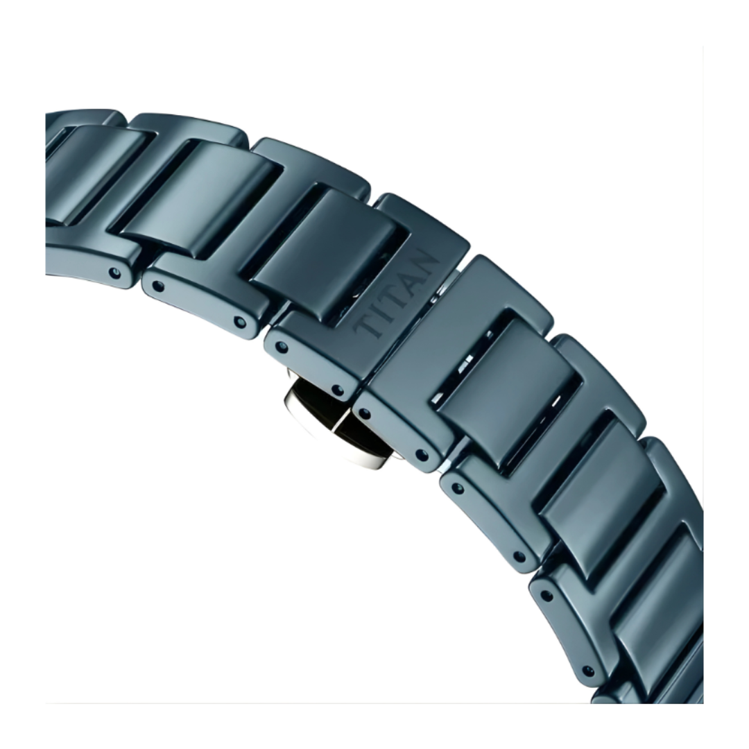 Titan 1696QC03 | Titan Edge Ceramic Quartz in Glossy Electric Blue Dial Watch for Men