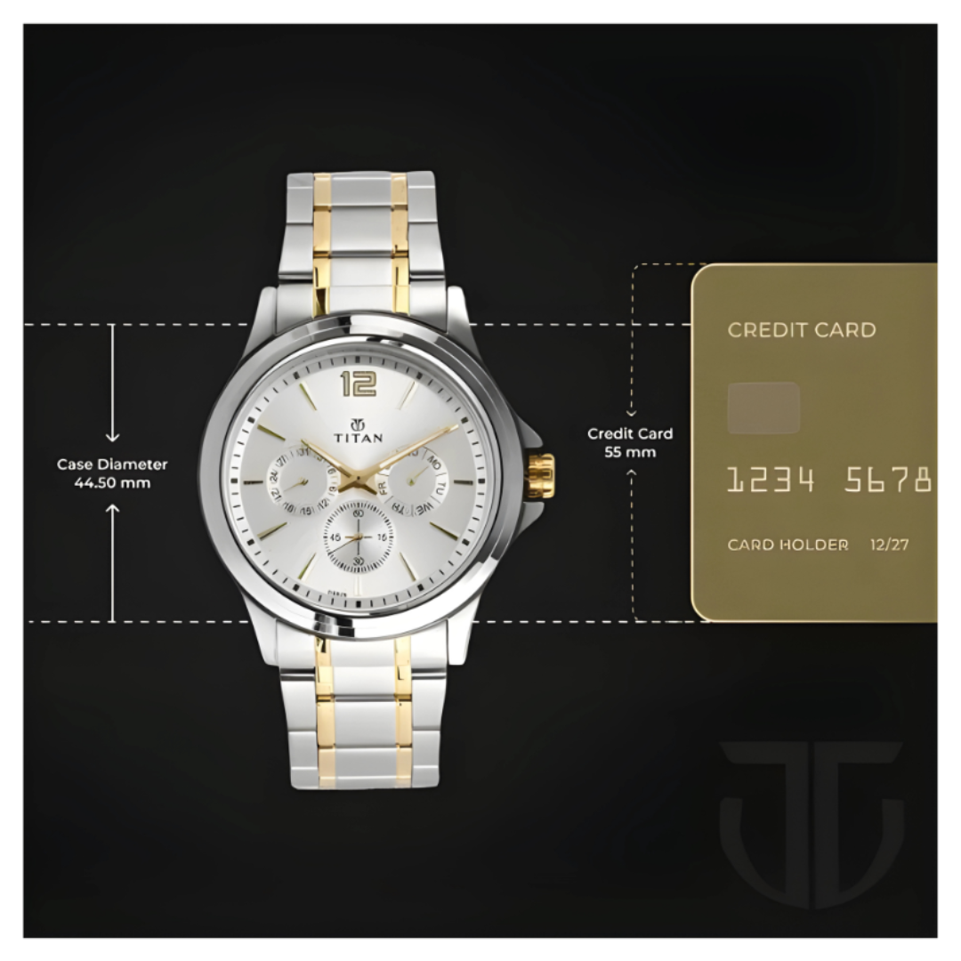 Titan 1698BM01 | Titan Workwear Silver Dial Quartz Multifunction Stainless Steel Strap watch for Men
