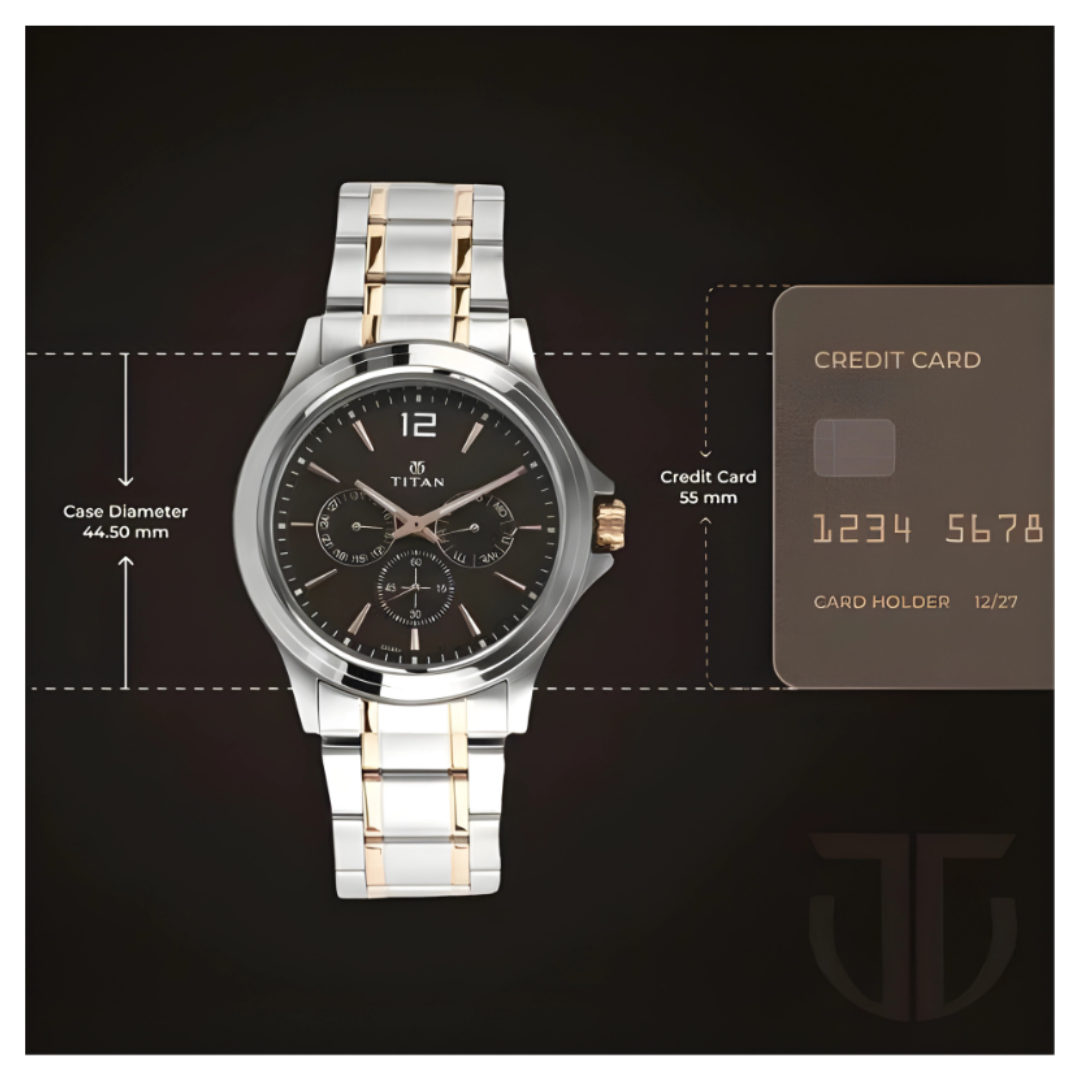 Titan 1698KM01 | Titan Workwear Quartz Multifunction Brown Dial Stainless Steel Strap watch for Men
