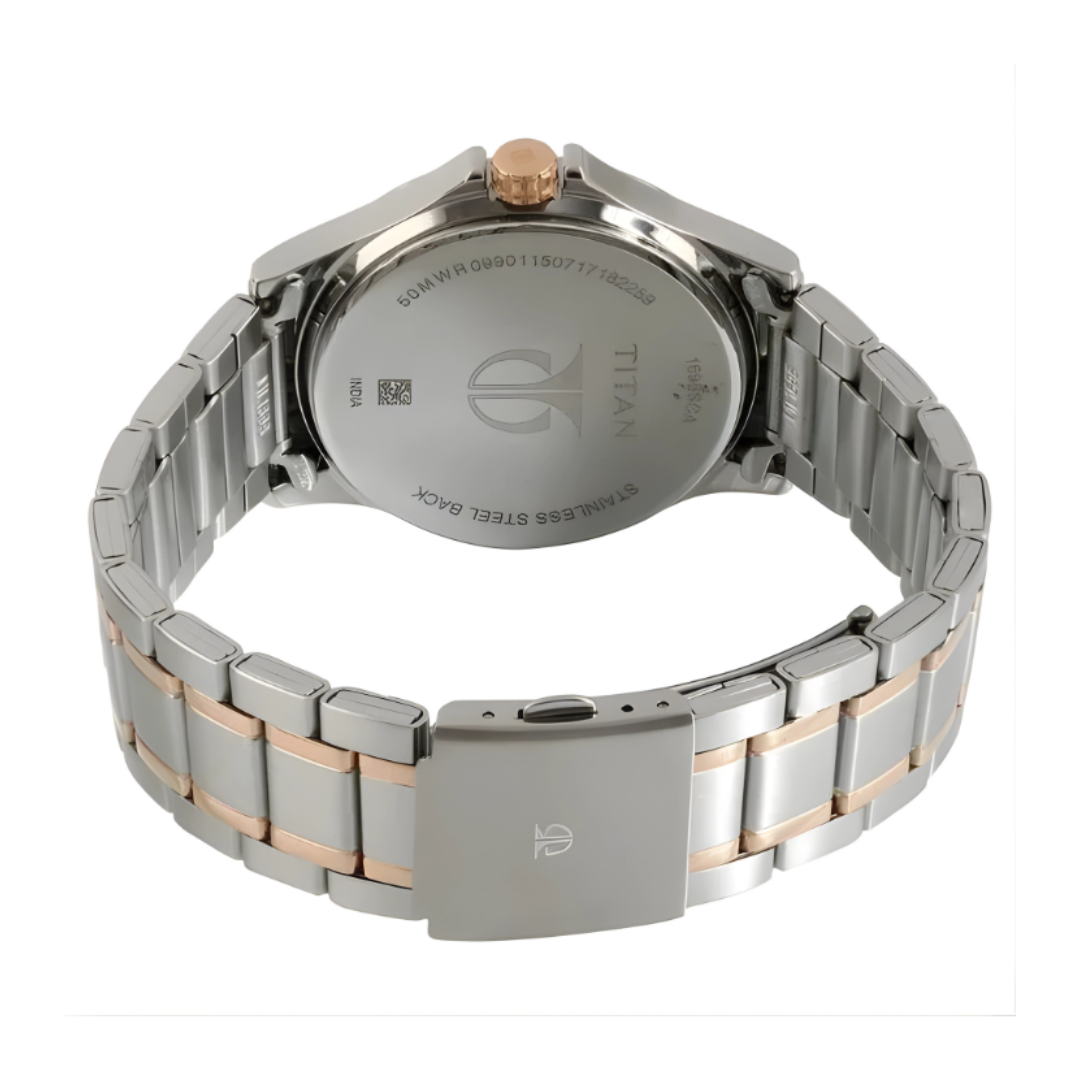 Titan 1698KM01 | Titan Workwear Quartz Multifunction Brown Dial Stainless Steel Strap watch for Men