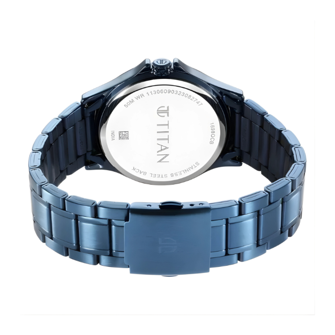 Titan 1698QM01 | Titan Neo Splash Anthracite Dial Quartz Multifunction Stainless Steel Strap Watch for Men