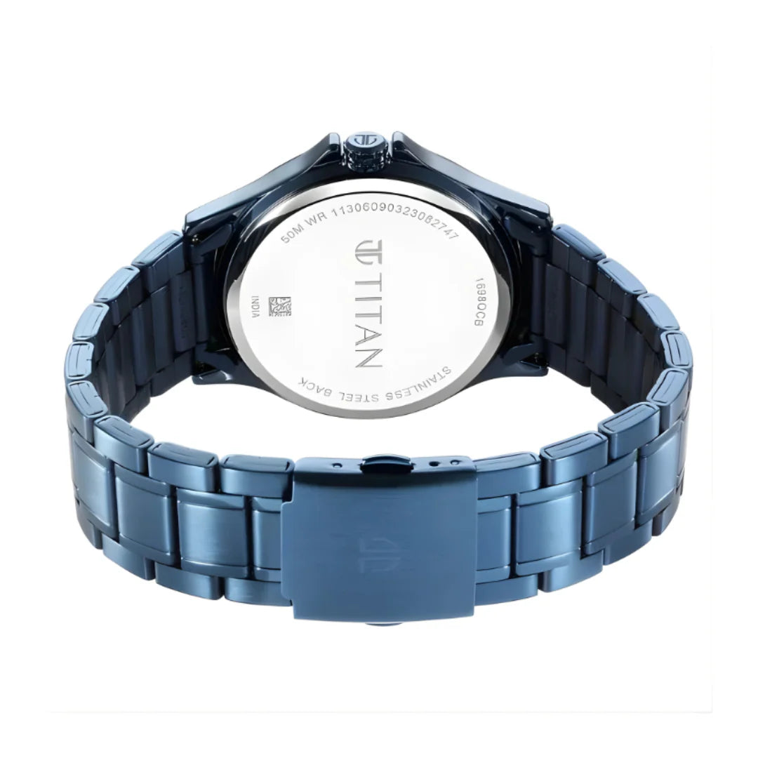 Titan 1698QM01 | Titan Neo Splash Anthracite Dial Quartz Multifunction Stainless Steel Strap Watch for Men