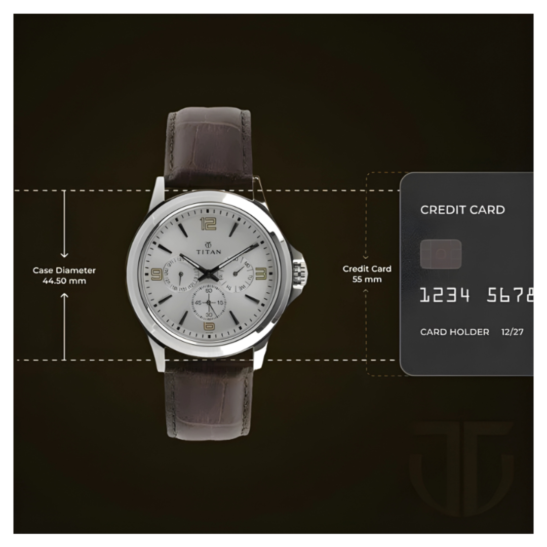 Titan 1698SL01 | Titan Quartz Multifunction Silver Dial Leather Strap Watch for Men