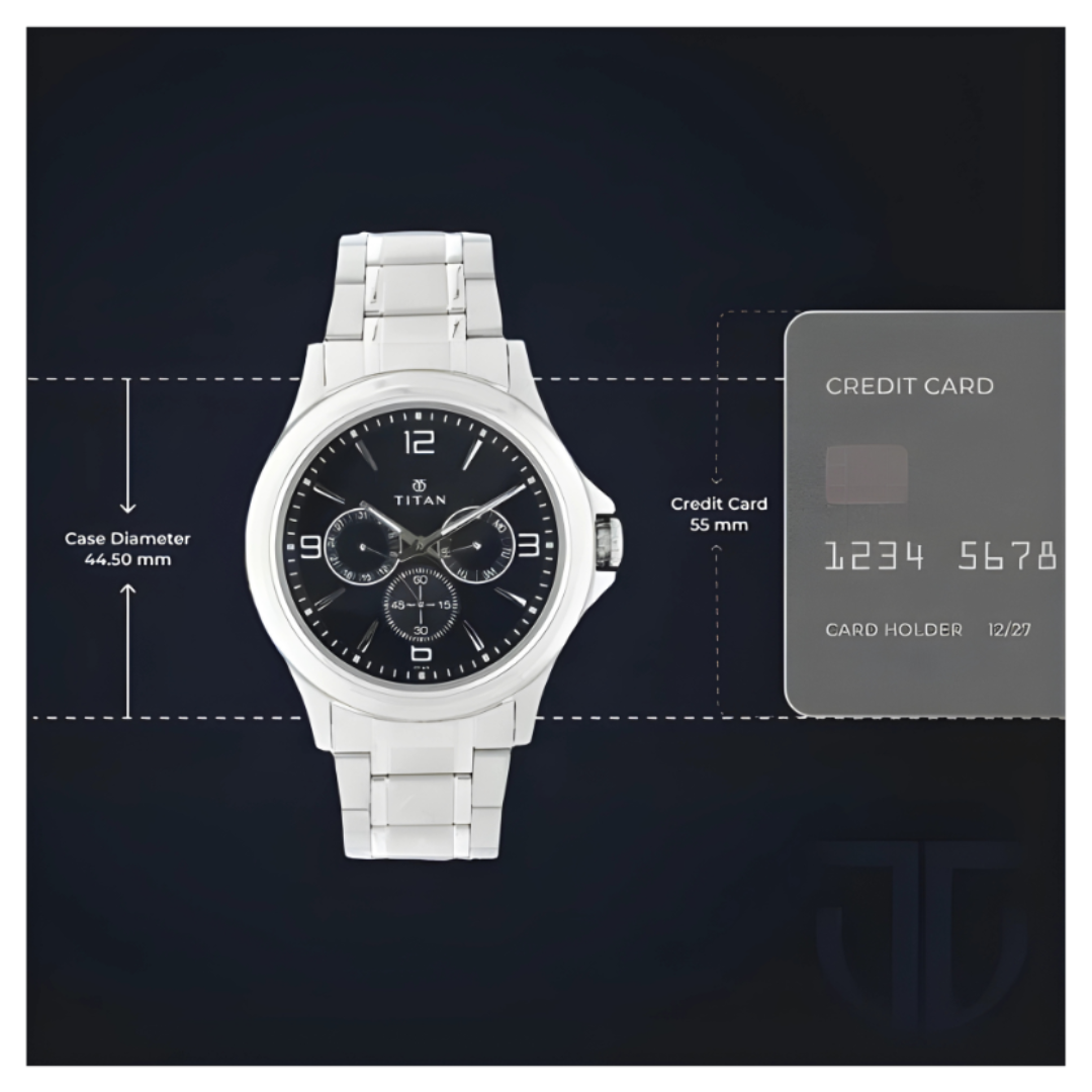 Titan 1698SM02 | Titan Blue Dial Quartz Multifunction Stainless Steel Strap watch for Men