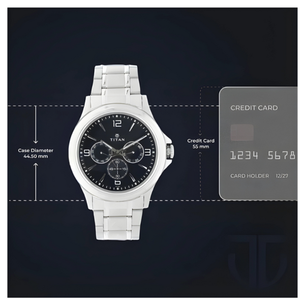 Titan 1698SM02 | Titan Blue Dial Quartz Multifunction Stainless Steel ...