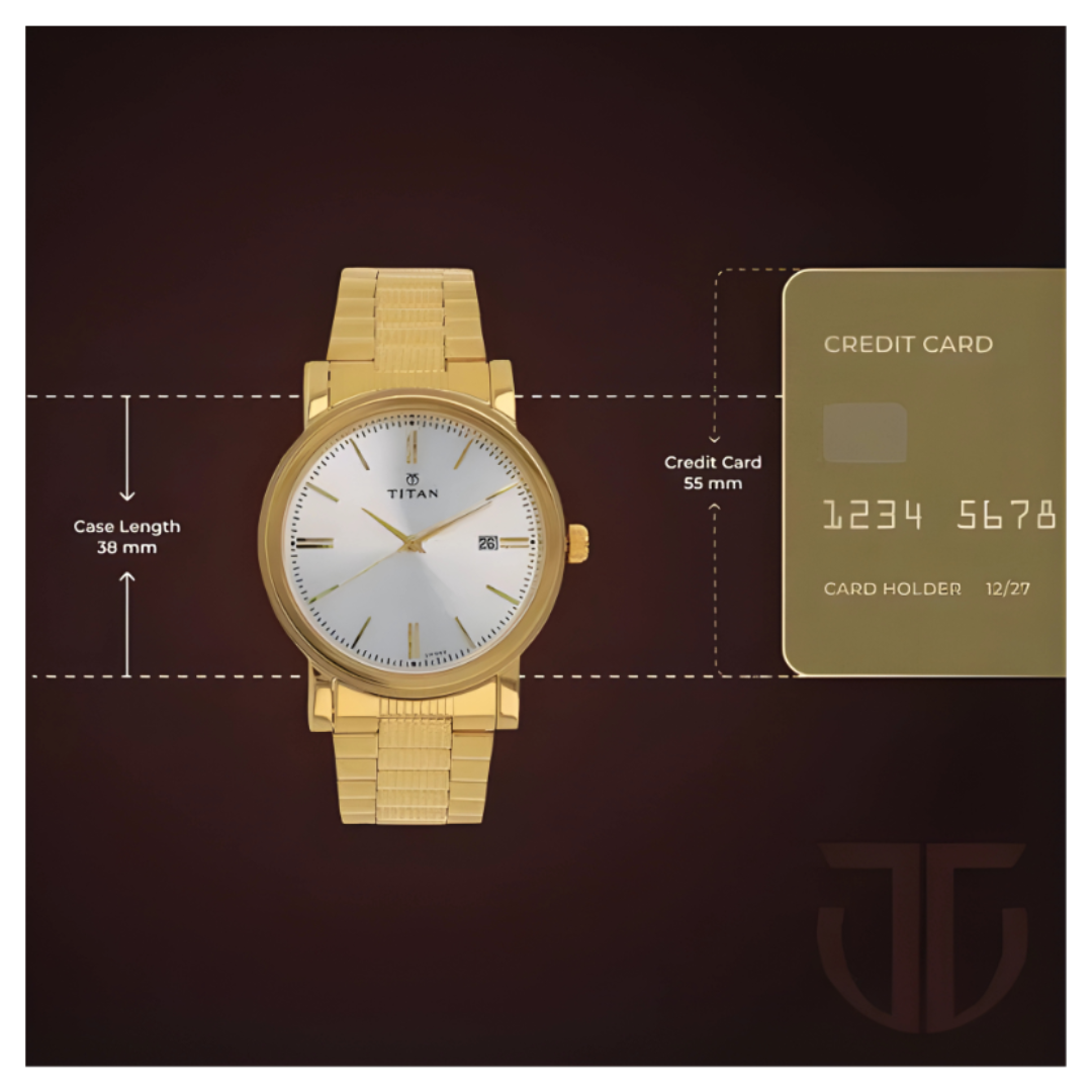 Titan 1712YM02 | Titan Quartz Analog with Date Silver Dial Golden Stainless Steel Strap Watch For Men