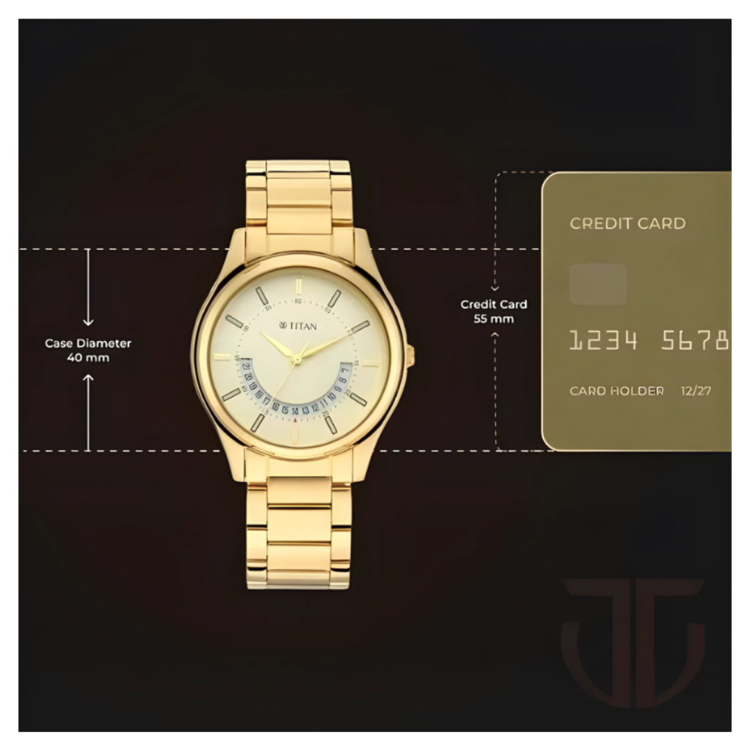 Titan 1713YM06 | Titan Lagan Yellow Dial Analog Metal Strap Watch for Men