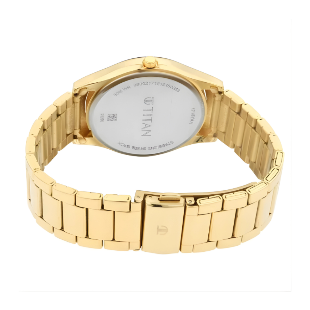 Titan 1713YM06 | Titan Lagan Yellow Dial Analog Metal Strap Watch for Men