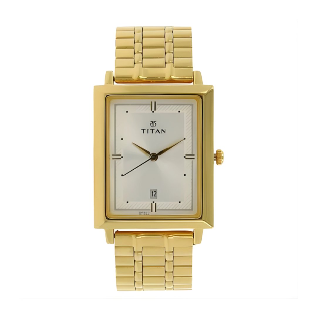 Titan 1715YM01 | Titan Analog with Date Silver Dial Quartz Stainless Steel StrapMens