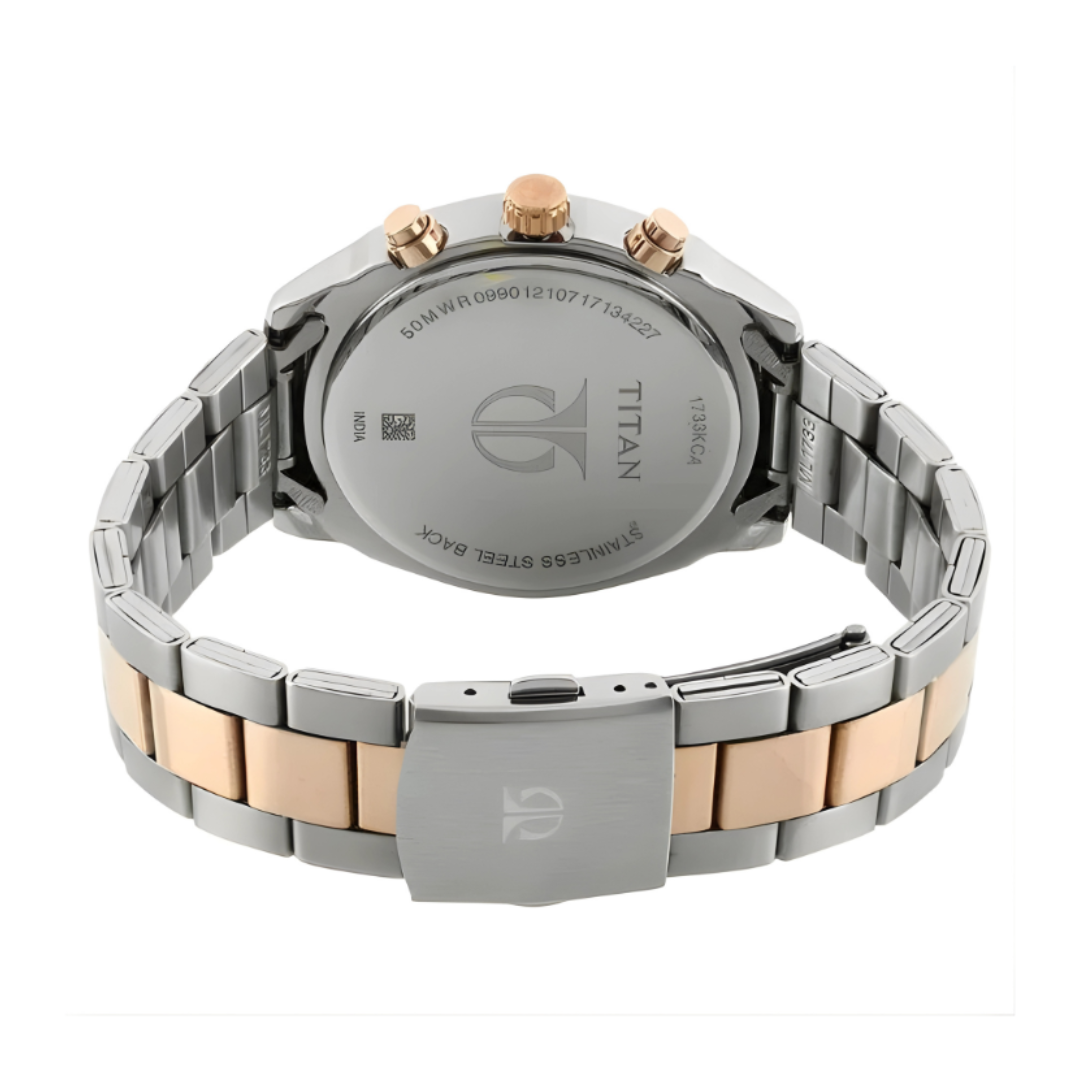 Titan 17332570KM01P | Titan Bandhan White Dial Quartz Multifunction Stainless Steel Strap watch for Couple