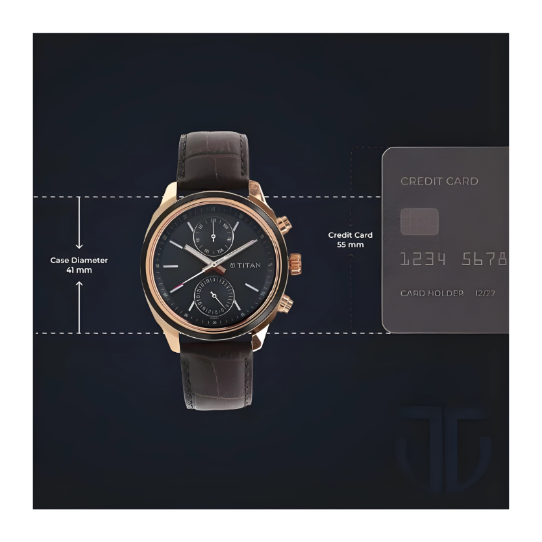 Titan 1733KL03 | Titan Quartz Multifunction Black Dial Leather Strap Watch for Men