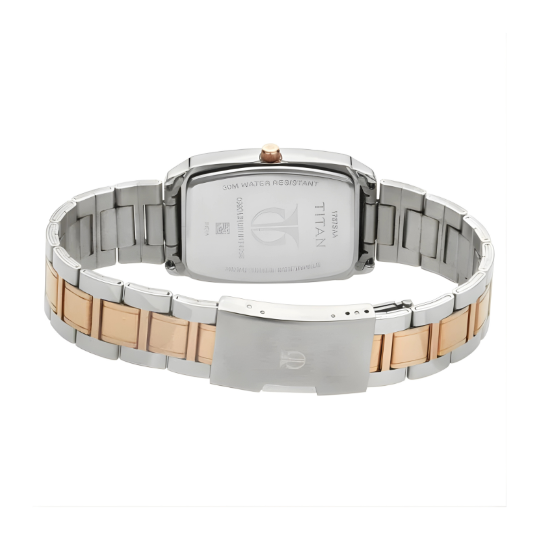 Titan 1737KM01 | Titan Quartz Analog with Day and Date Silver Dial Stainless Steel Strap Watch for Men