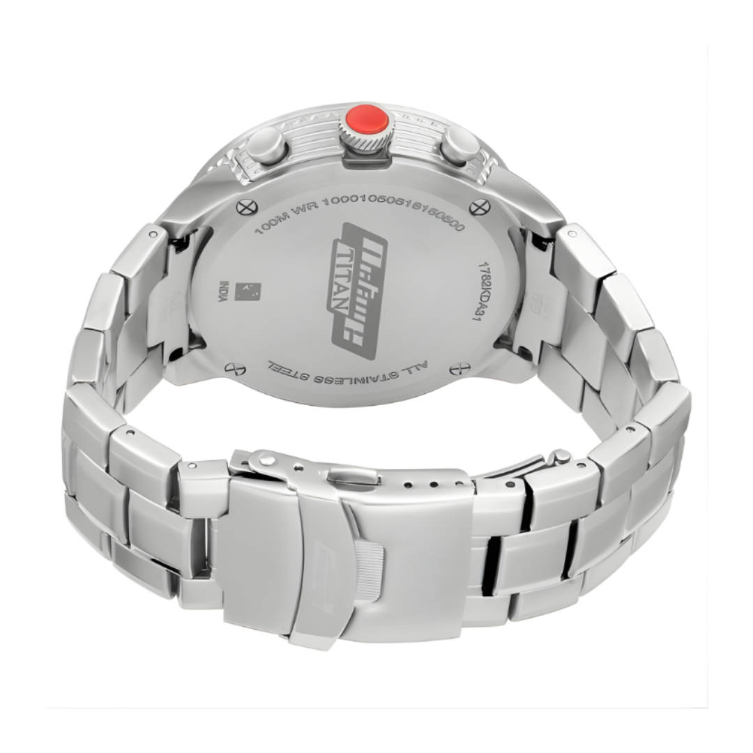 Titan 1762KM01 | Titan Octane Silver Dial Chronograph Metal Strap watch for Men