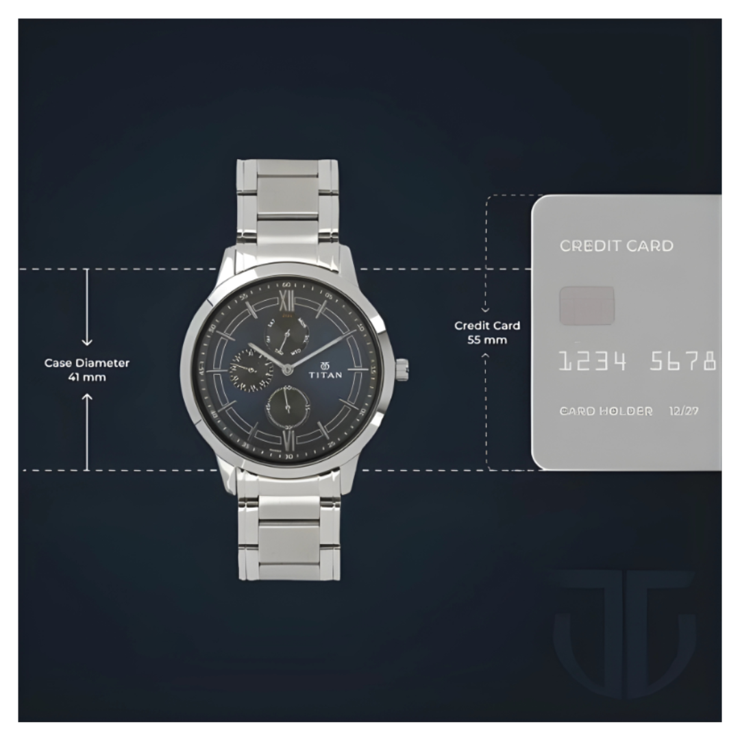 Titan 1769SM01 | Titan Workwear Blue Dial Quartz Multifunction Stainless Steel Strap watch for Men
