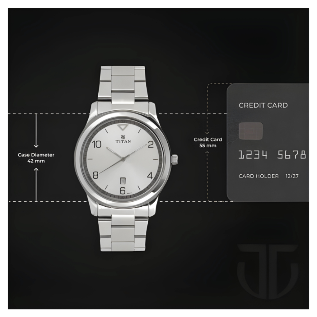 Titan 1770SM01 | Titan Workwear White Dial Analog with Date Stainless Steel Strap watch for Men