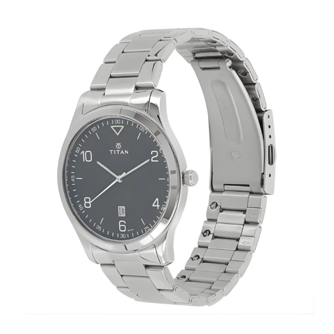 Titan 1770SM03 | Titan Workwear Blue Dial Analog with Date Stainless Steel Strap watch for Men