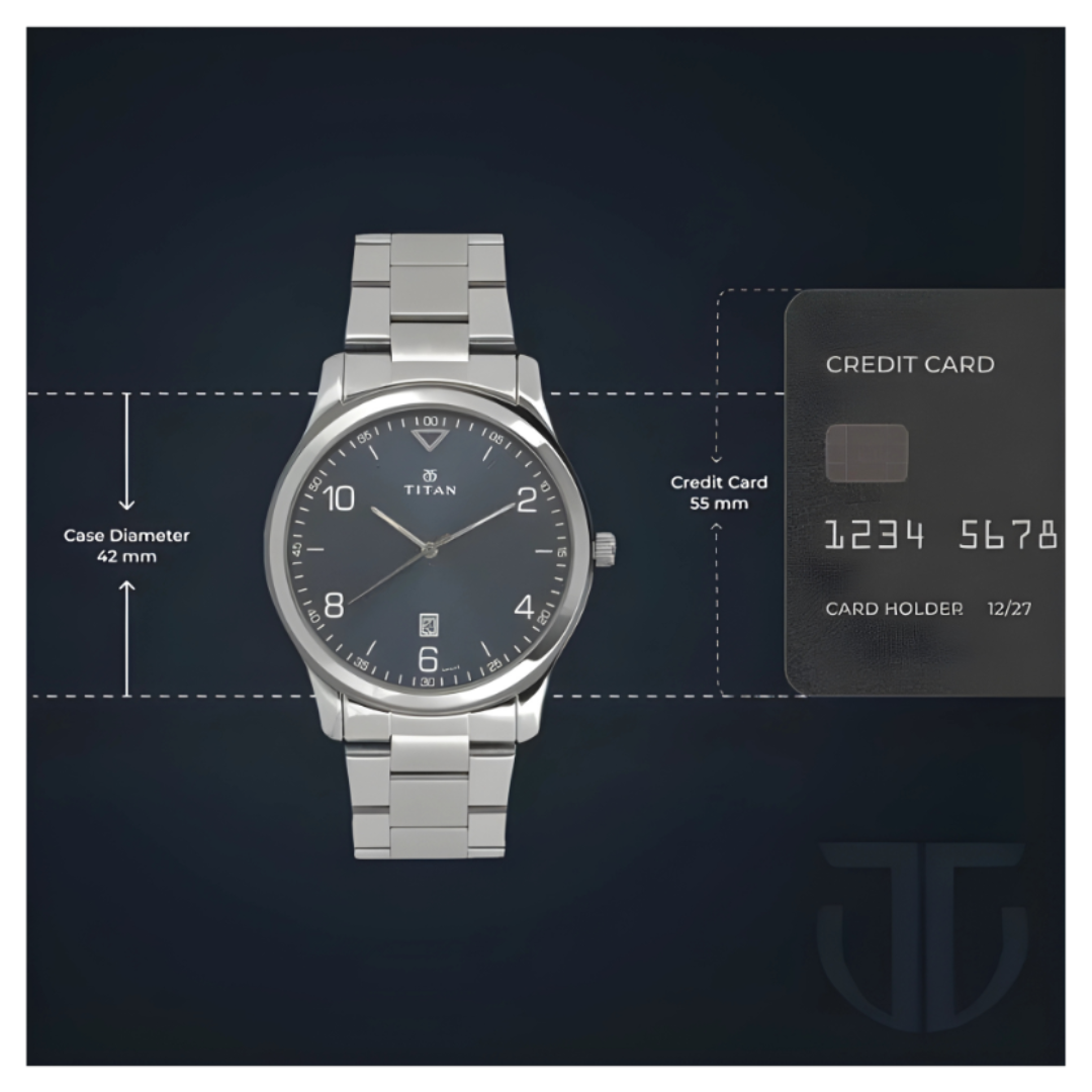 Titan 1770SM03 | Titan Workwear Blue Dial Analog with Date Stainless Steel Strap watch for Men