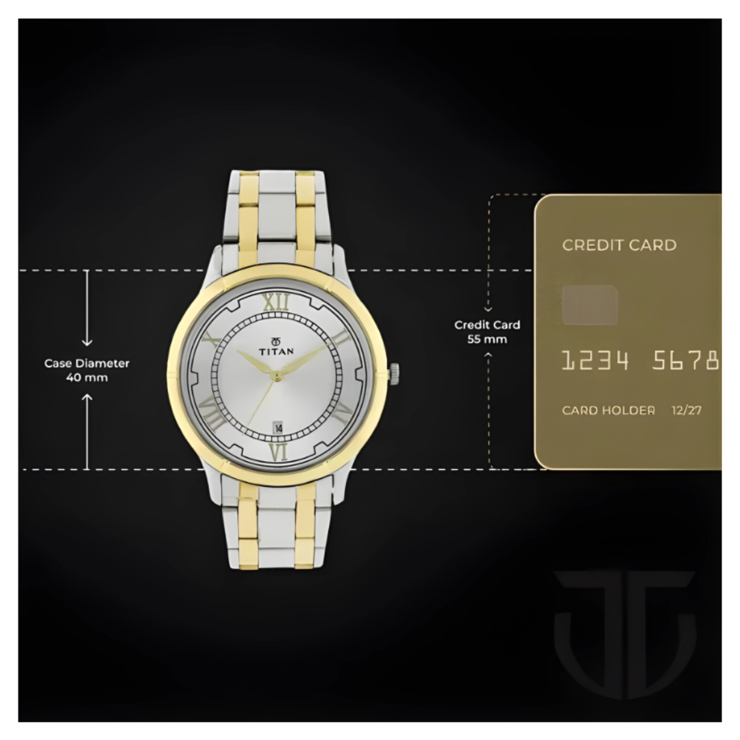 Titan 1775BM01 | Titan Analog with Date Dial Stainless Steel Strap watch for Men