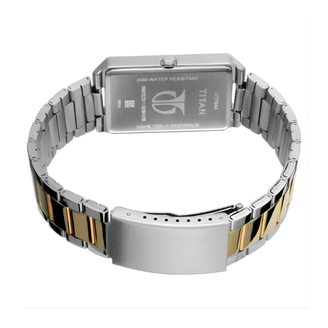 Titan 1777BM02 | Titan Quartz Analog with Date Silver Dial Stainless Steel Strap Watch for Men