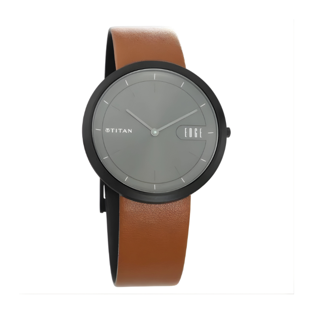Titan 1779NL01 | Titan Edge Zen Anthracite Dial Analog Leather Strap watch for Men