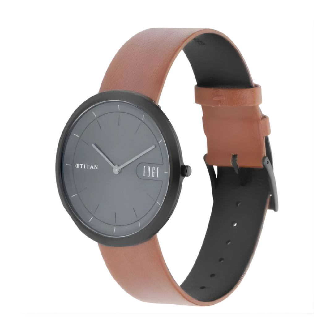Titan 1779NL01 | Titan Edge Zen Anthracite Dial Analog Leather Strap watch for Men