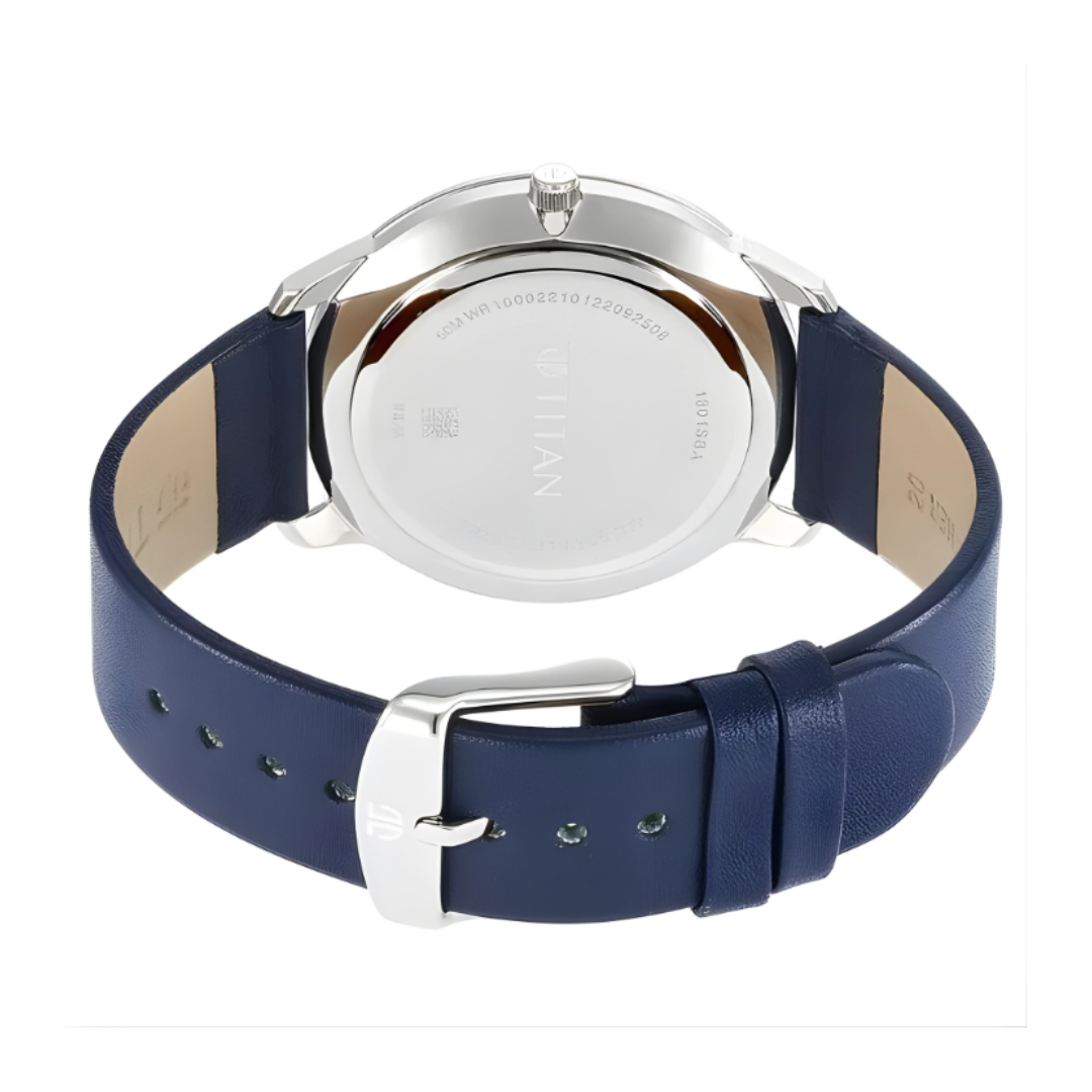 Titan 1801SL02 | Titan Quartz Analog Silver Dial Leather Strap Watch for Men