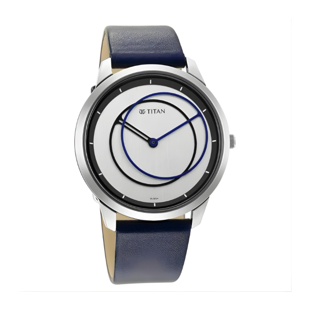 Titan 1801SL02 | Titan Quartz Analog Silver Dial Leather Strap Watch for Men