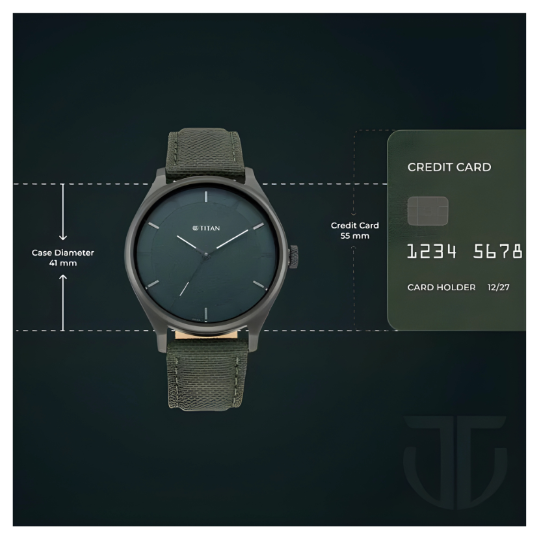 Titan 1802NL02 | Titan Workwear Green Dial Analog Leather Strap Watch for Men