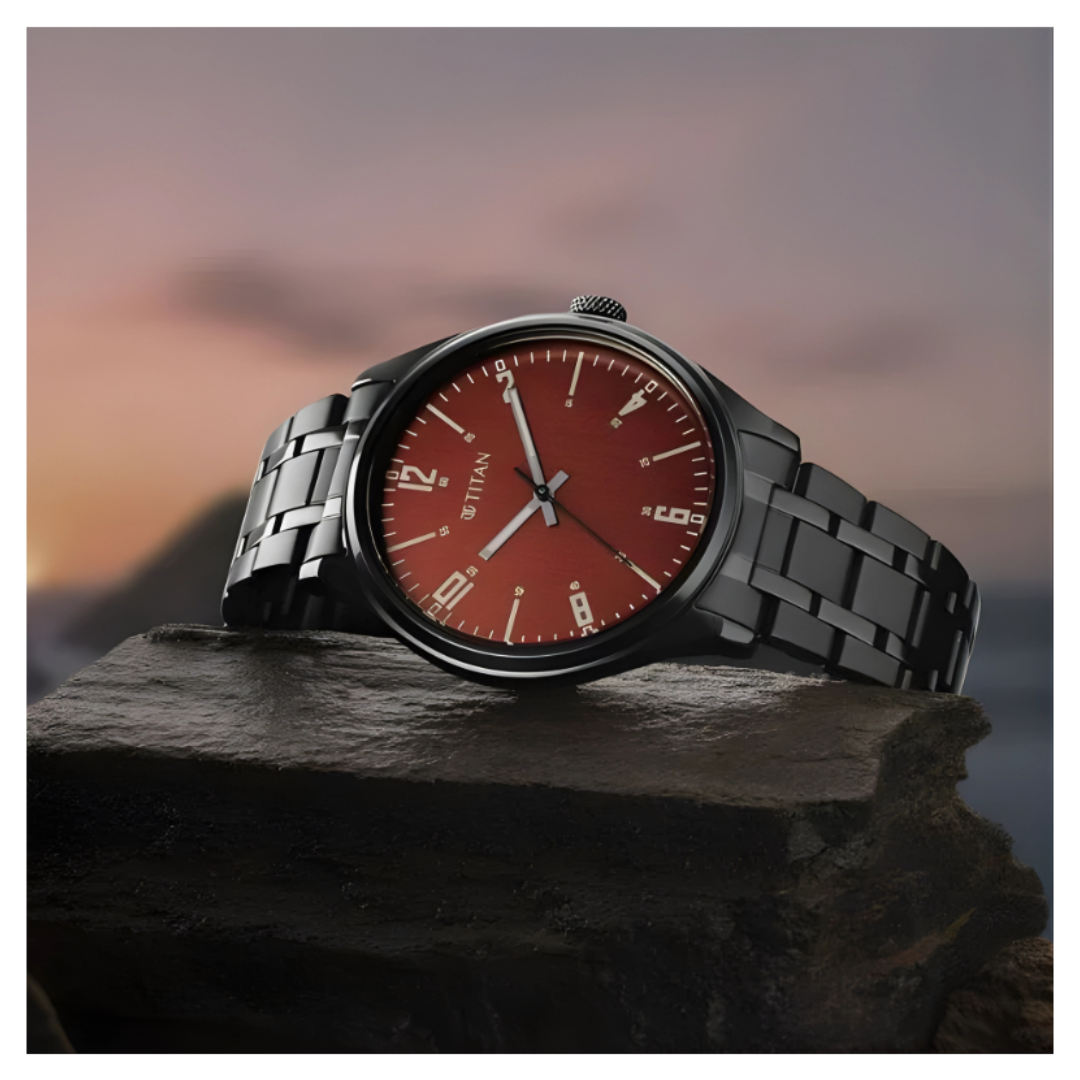 Titan 1802NM02 | Titan Wrist Wit Quartz Analog Brown Dial Stainless Steel Strap Watch for Men