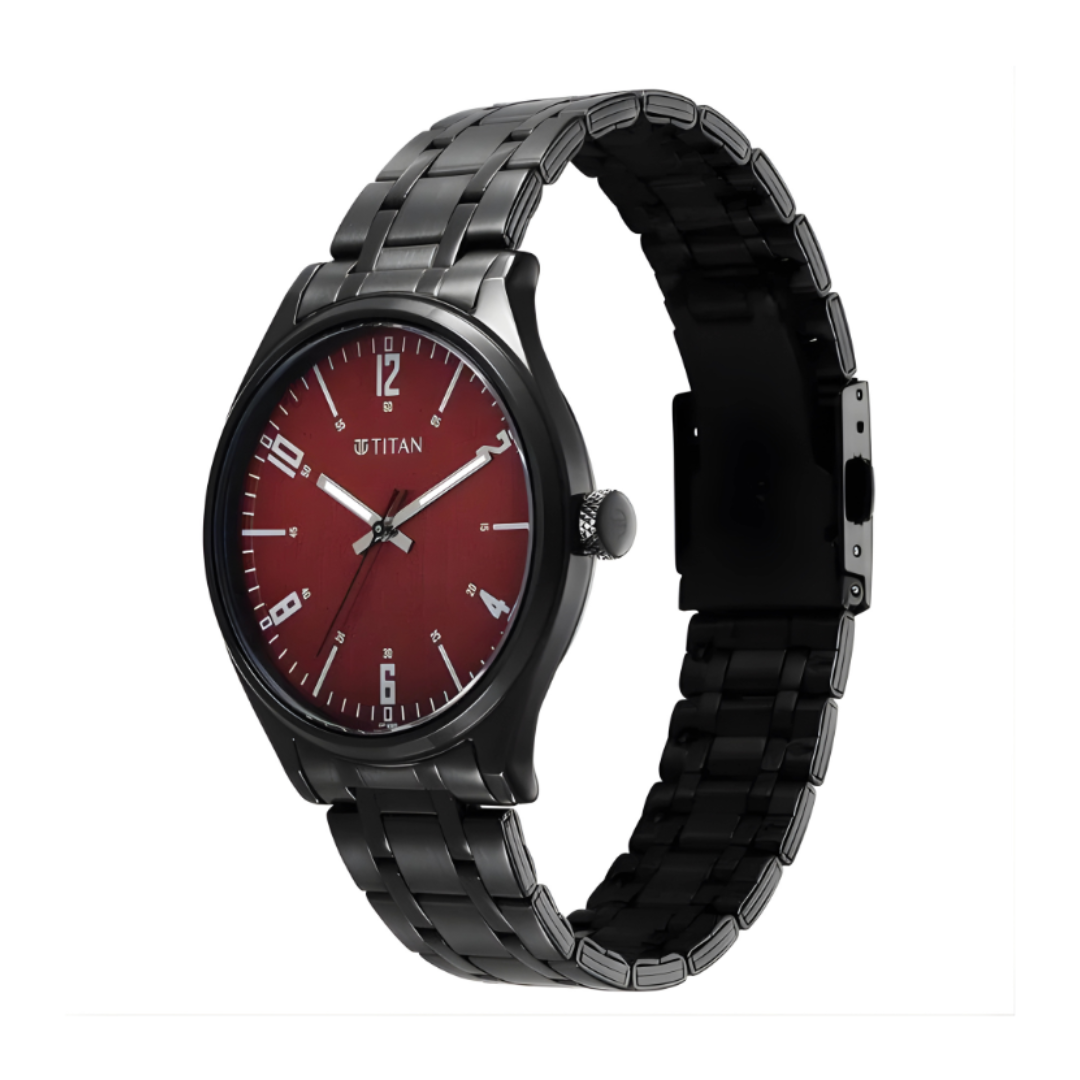 Titan 1802NM02 | Titan Wrist Wit Quartz Analog Brown Dial Stainless Steel Strap Watch for Men