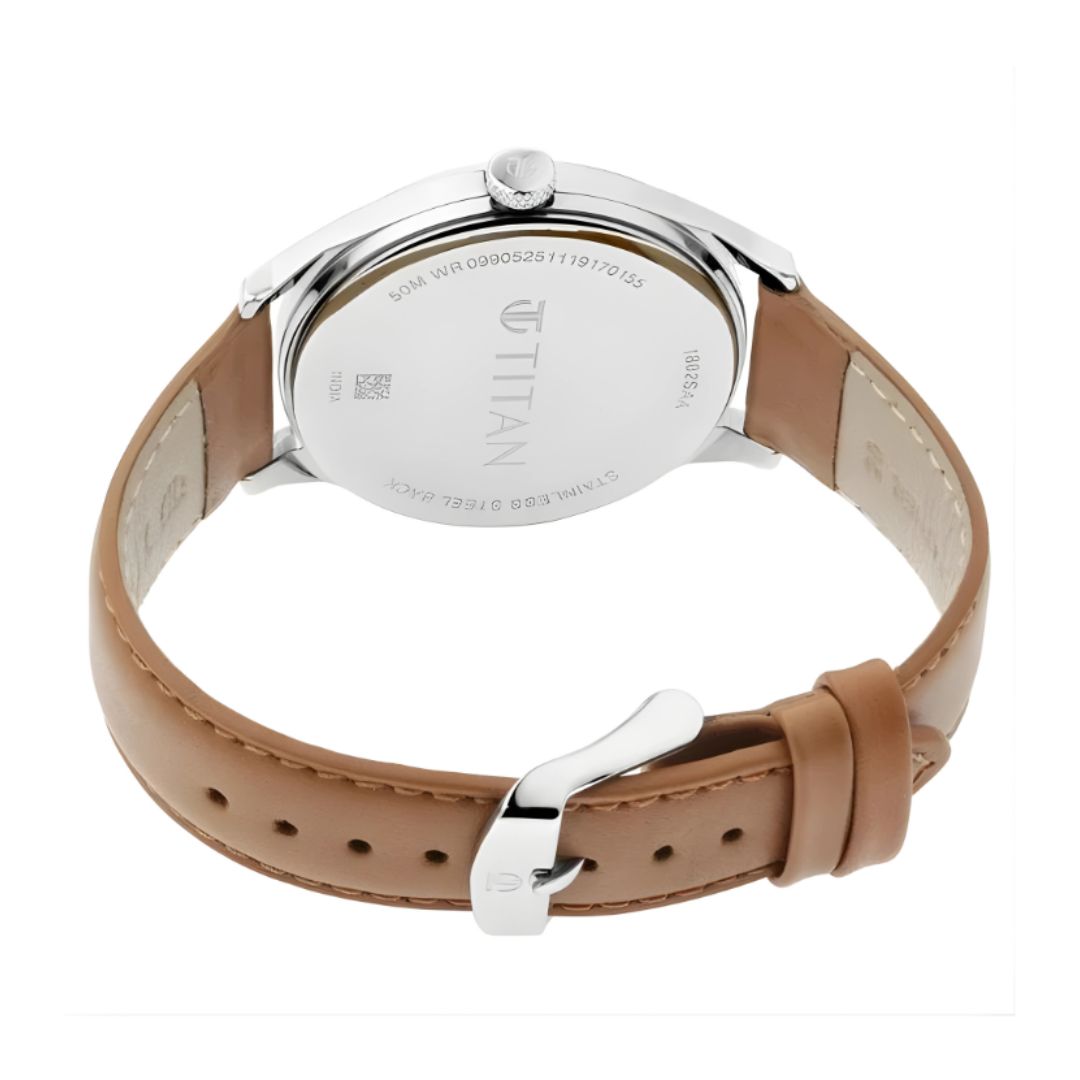 Titan 1802SL07 | Titan Men's Urban Edge Lustrous White Dial Leather Watch