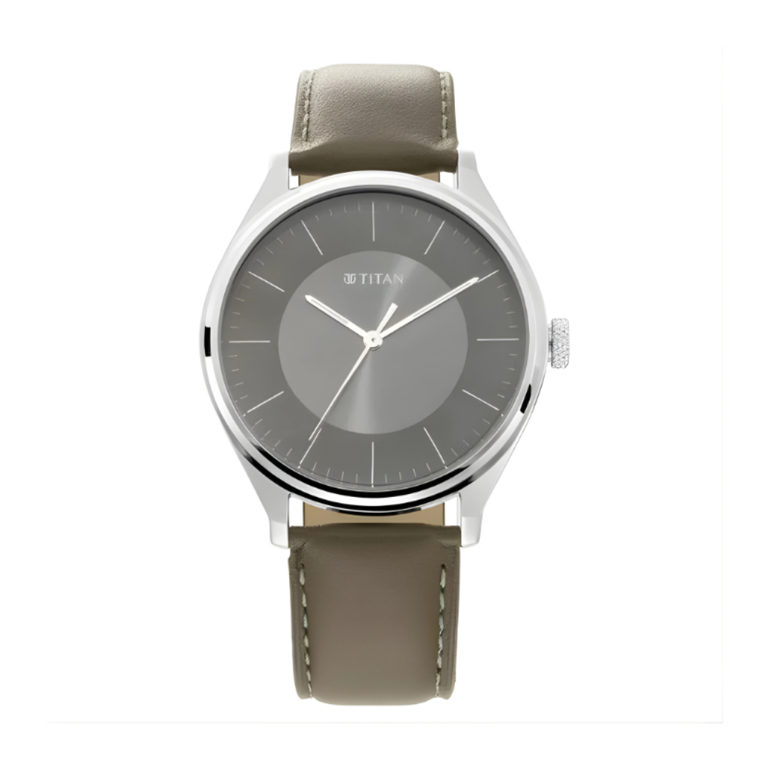 Titan 1802SL08 | Titan Men's Urban Edge Lustrous Olive Dial Leather Watch
