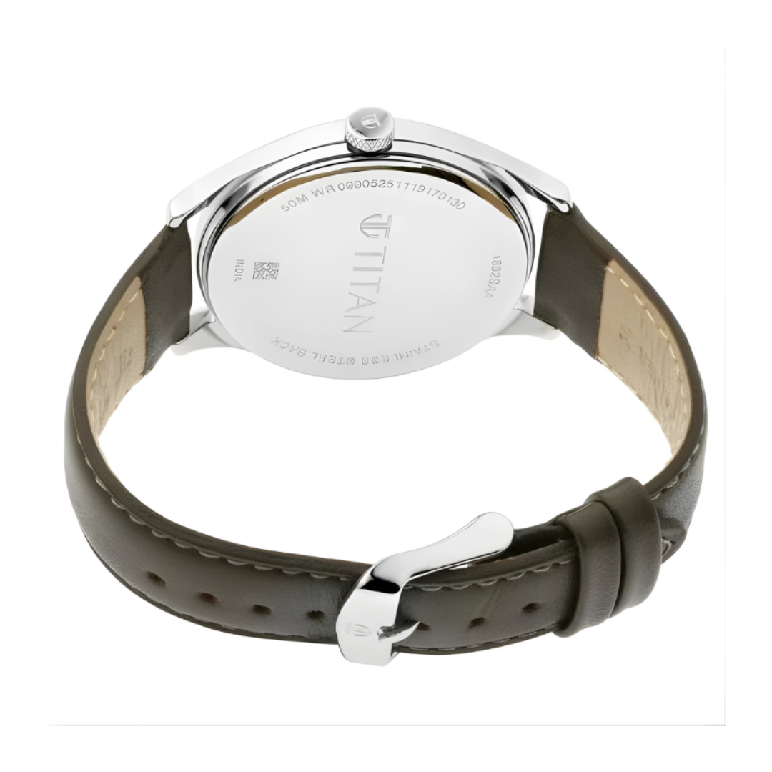 Titan 1802SL08 | Titan Men's Urban Edge Lustrous Olive Dial Leather Watch