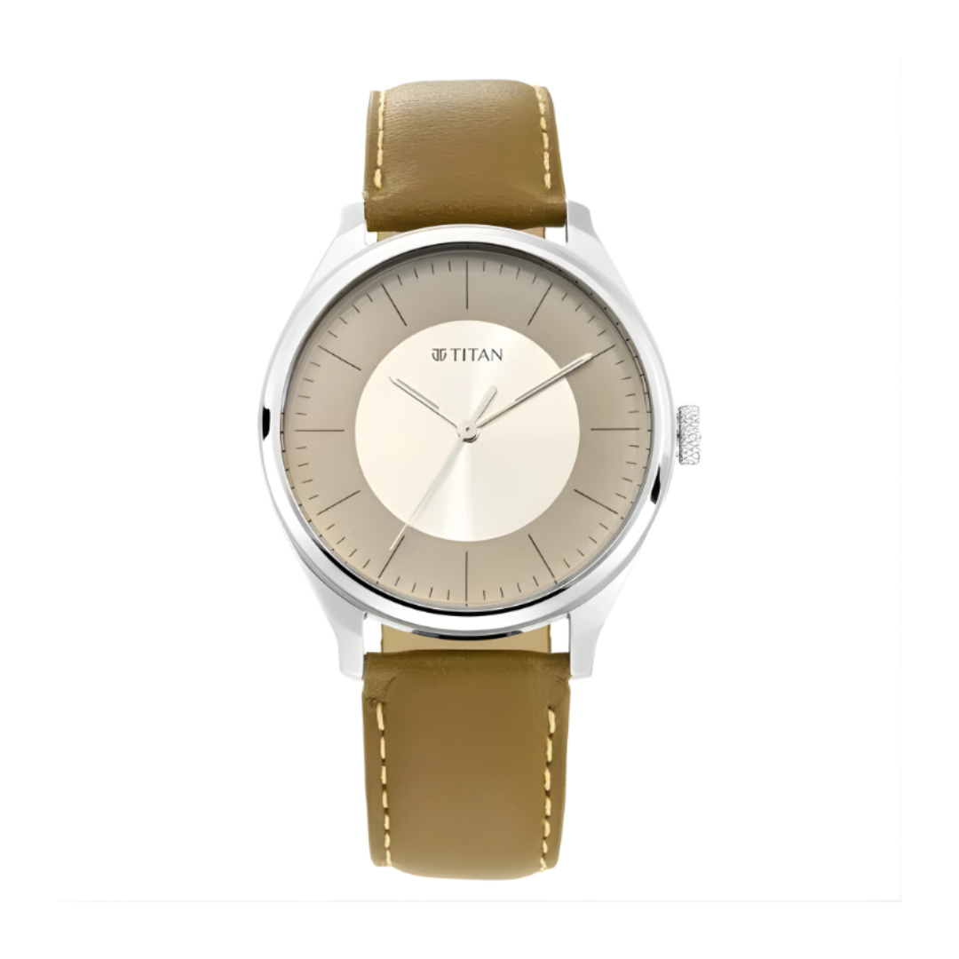 Titan 1802SL09 | Titan Men's Urban Edge Lustrous Gold Dial Leather Watch