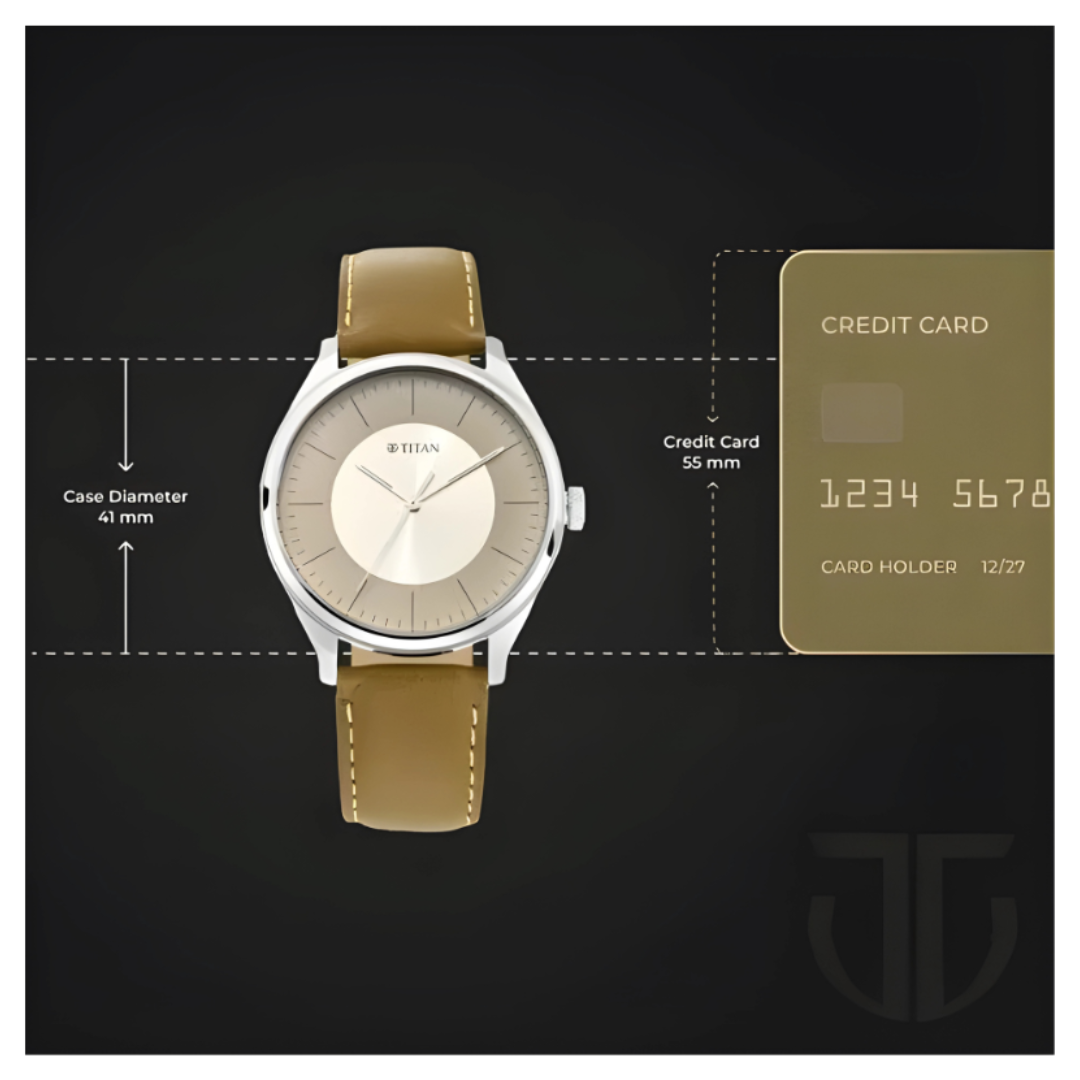 Titan 1802SL09 | Titan Men's Urban Edge Lustrous Gold Dial Leather Watch