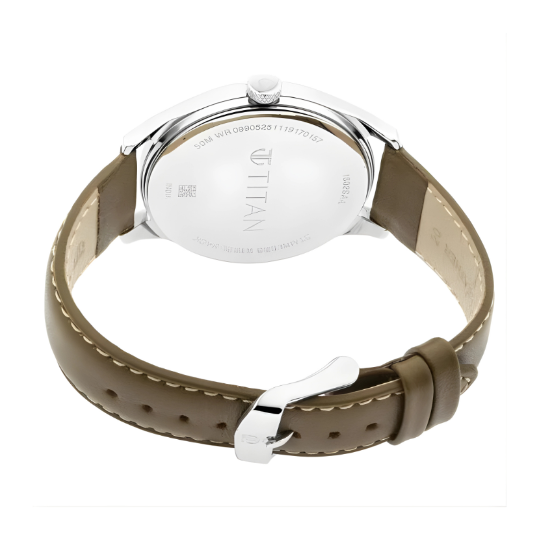 Titan 1802SL09 | Titan Men's Urban Edge Lustrous Gold Dial Leather Watch