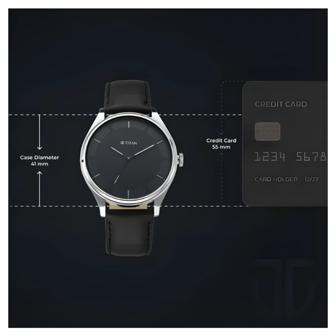Titan 1802SL11 | Titan Workwear Quartz Analog Black Dial Black Leather Strap Watch For Men