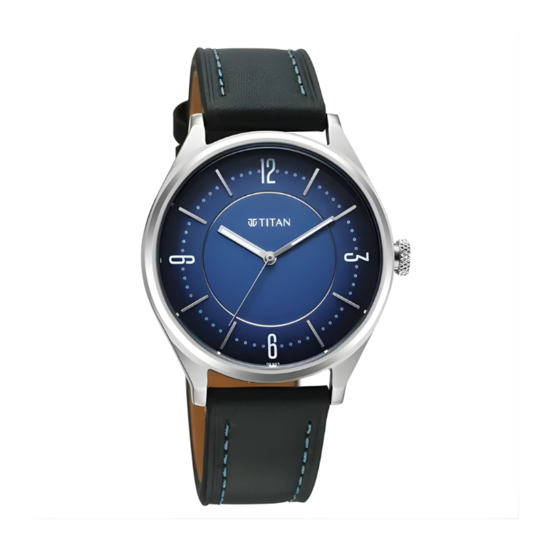 Titan 1802SL21 | Titan Neo Basics Analog with Blue Dial Blue Leather Strap Watch for Men
