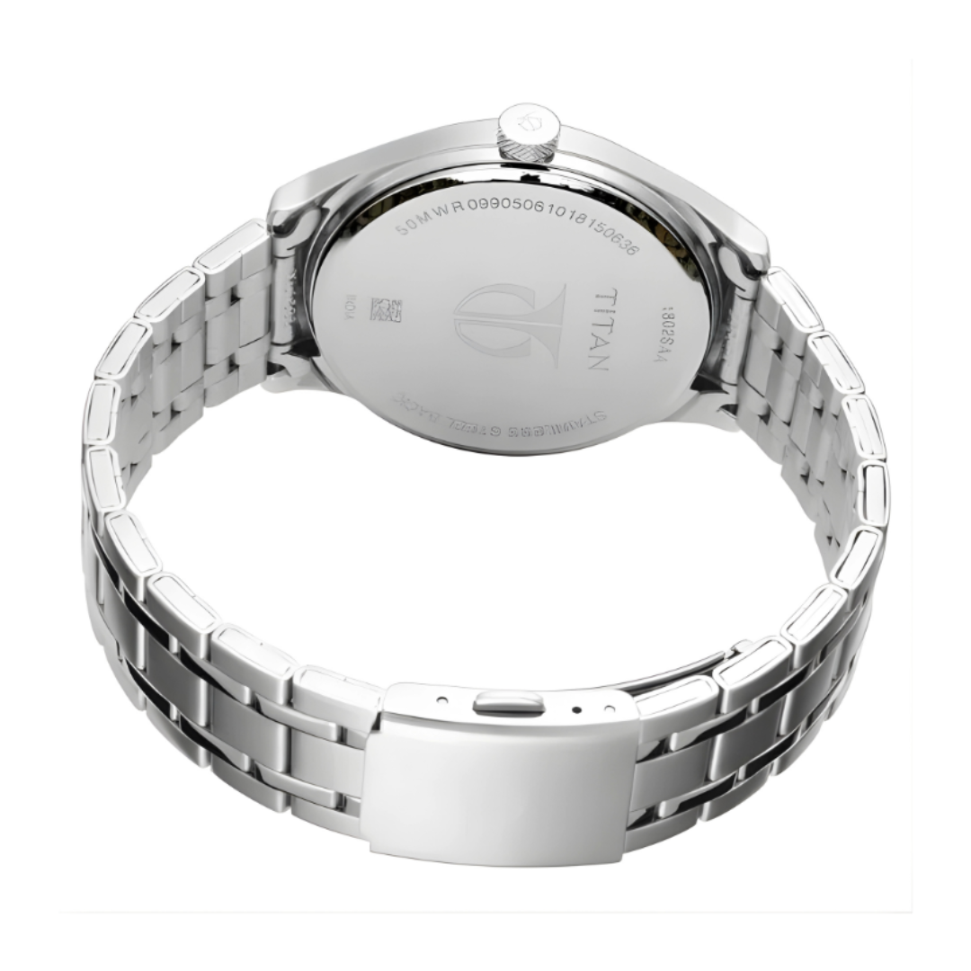 Titan 1802SM02 | Titan Men's Minimalist Zen Watch: Sleek Metal Strap with Contrast Hands