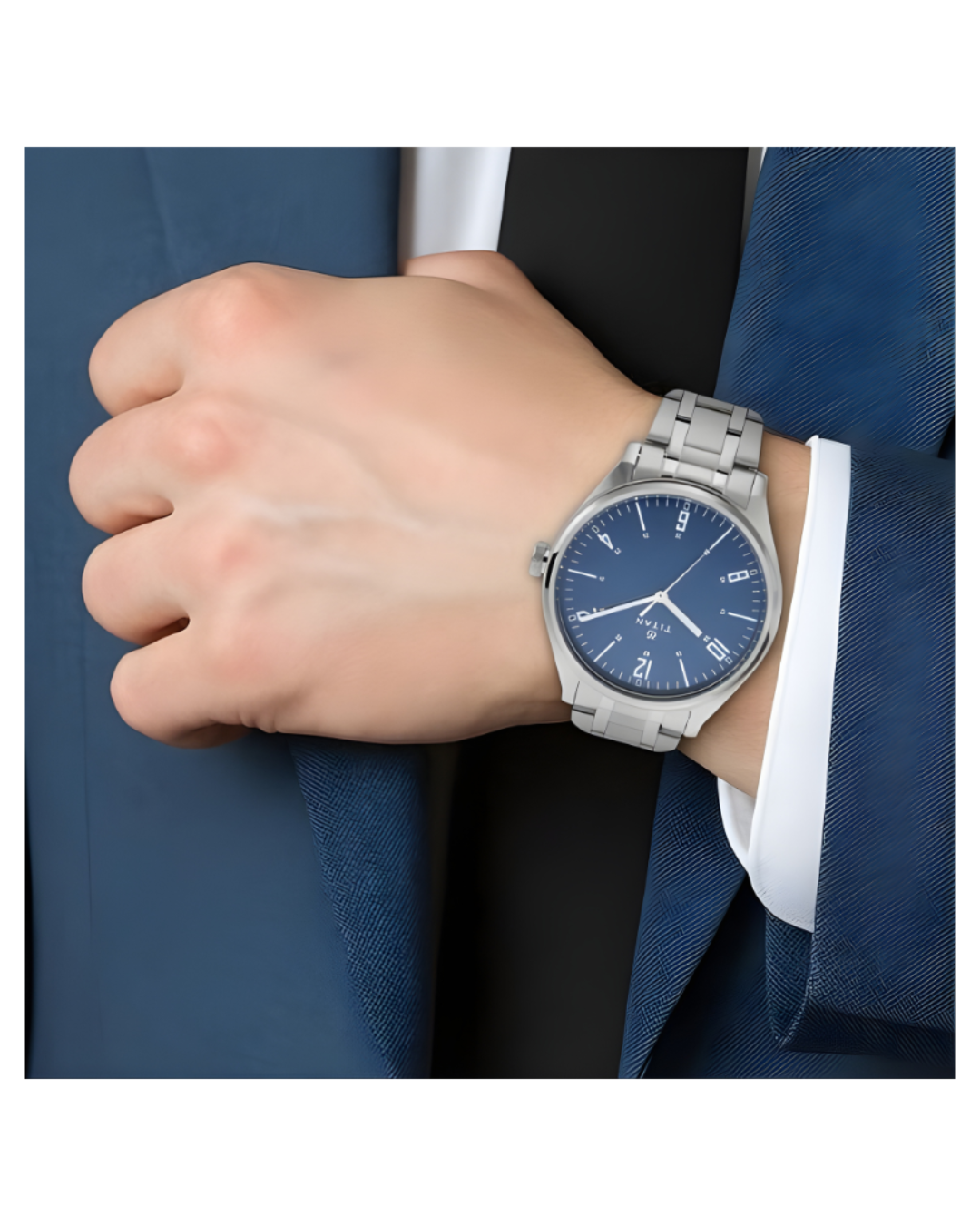 Titan 1802SM02 | Titan Men's Minimalist Zen Watch: Sleek Metal Strap with Contrast Hands