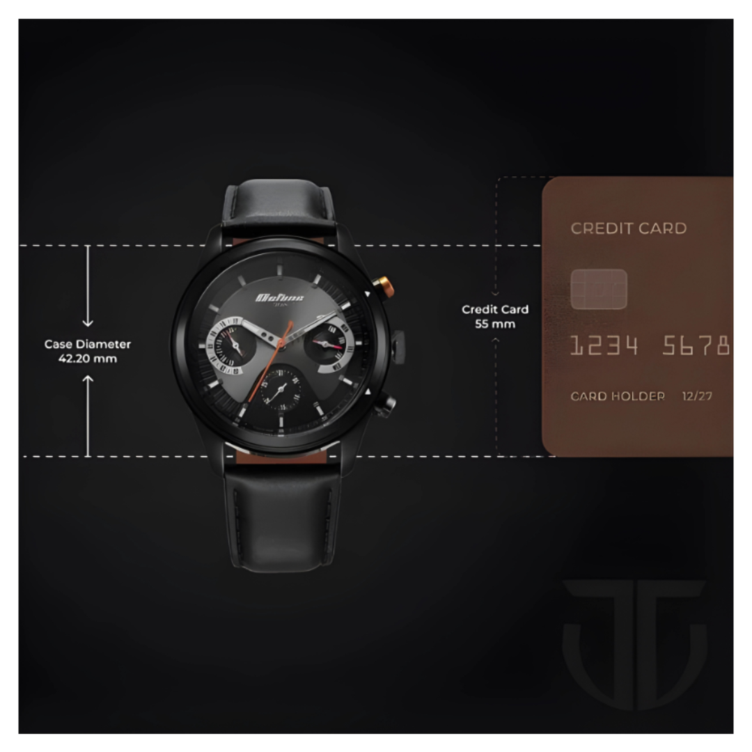 Titan 1805KL02 | Titan Octane Quartz Multifunction Black Dial With Black Leather Strap Watch For Men