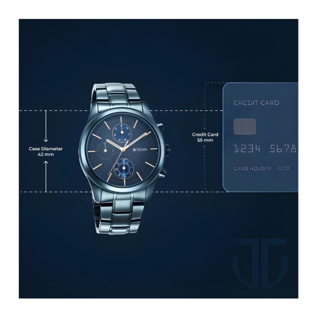 Titan 1805QM01 | Titan Neo Splash Quartz Analog with Date Blue Dial Blue Stainless Steel Strap Watch For Men