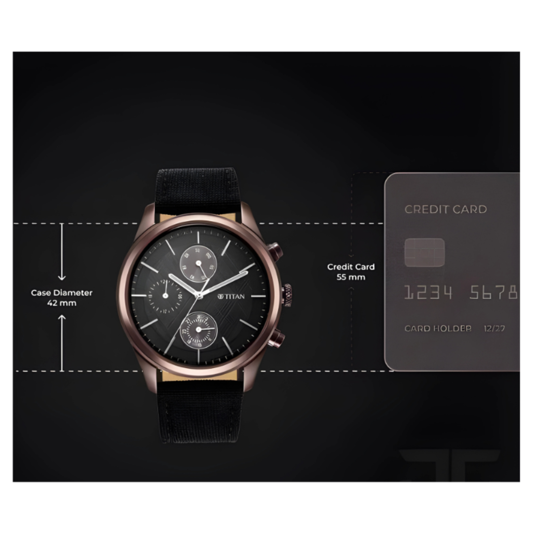 Titan 1805WL01 | Titan Workwear Grey Dial Quartz Multifunction Leather Strap watch for Men