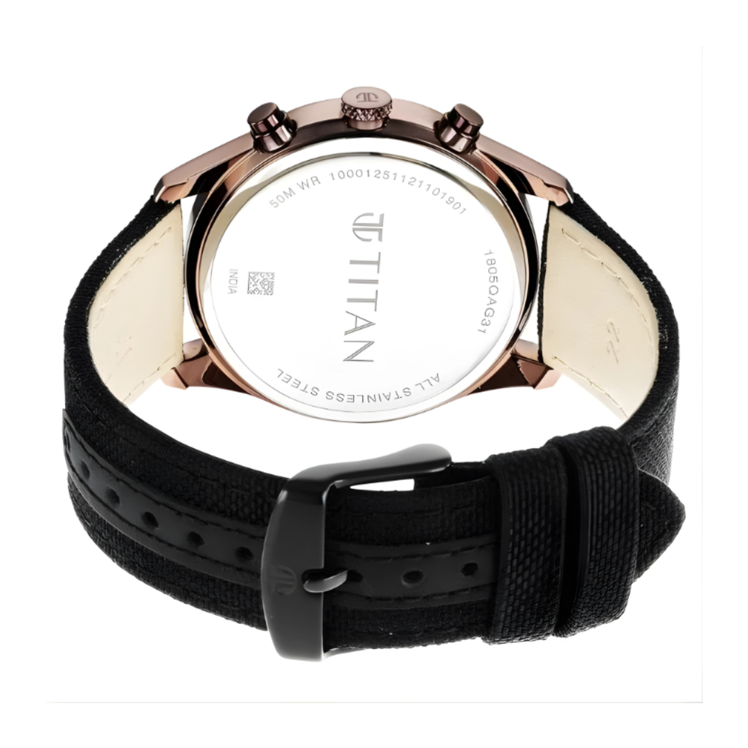 Titan 1805WL01 | Titan Workwear Grey Dial Quartz Multifunction Leather Strap watch for Men