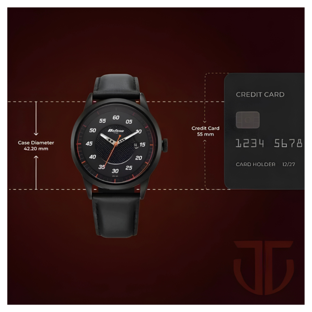 Titan 1806NL05 | Titan Octane Quartz Analog with Date Black Dial With Black Leather Strap Watch For Men