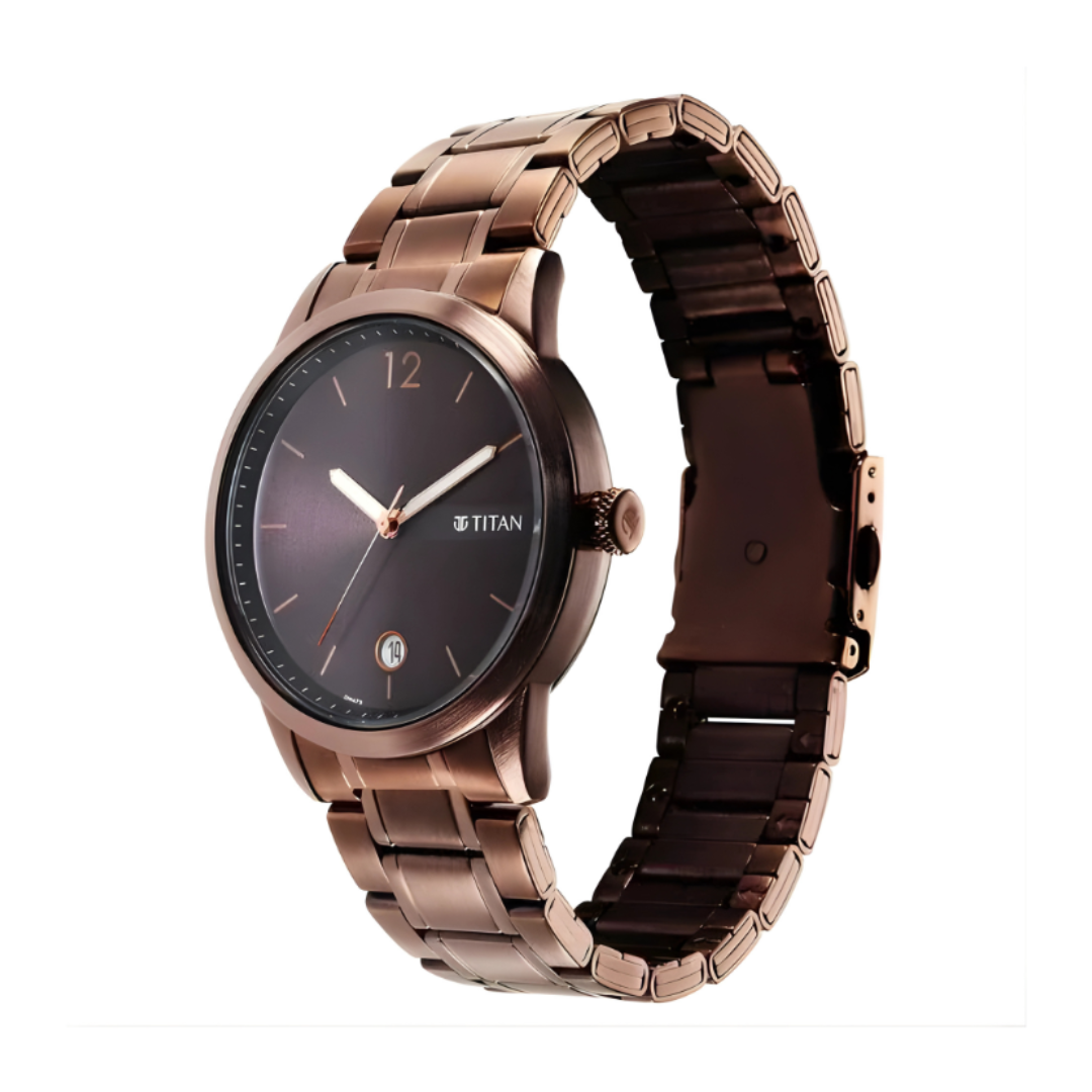 Titan 1806QM03 | Titan Neo Splash Brown Dial Analog with Date Stainless Steel Strap Watch for Men