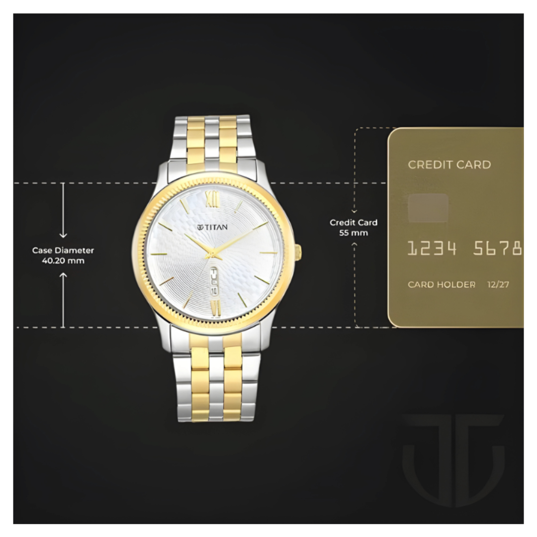 Titan 1824BM02 | Titan Metal White Dial Analog with Day and Date Metal Strap watch for Men