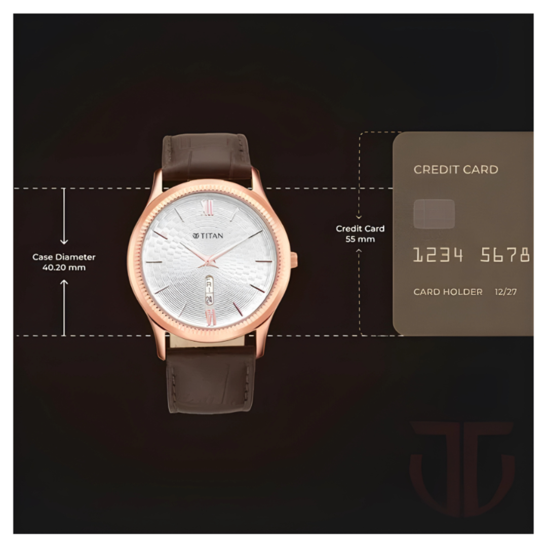 Titan 1824WL02 | Titan Analog with Day and Date White Dial Leather Strap watch for Men