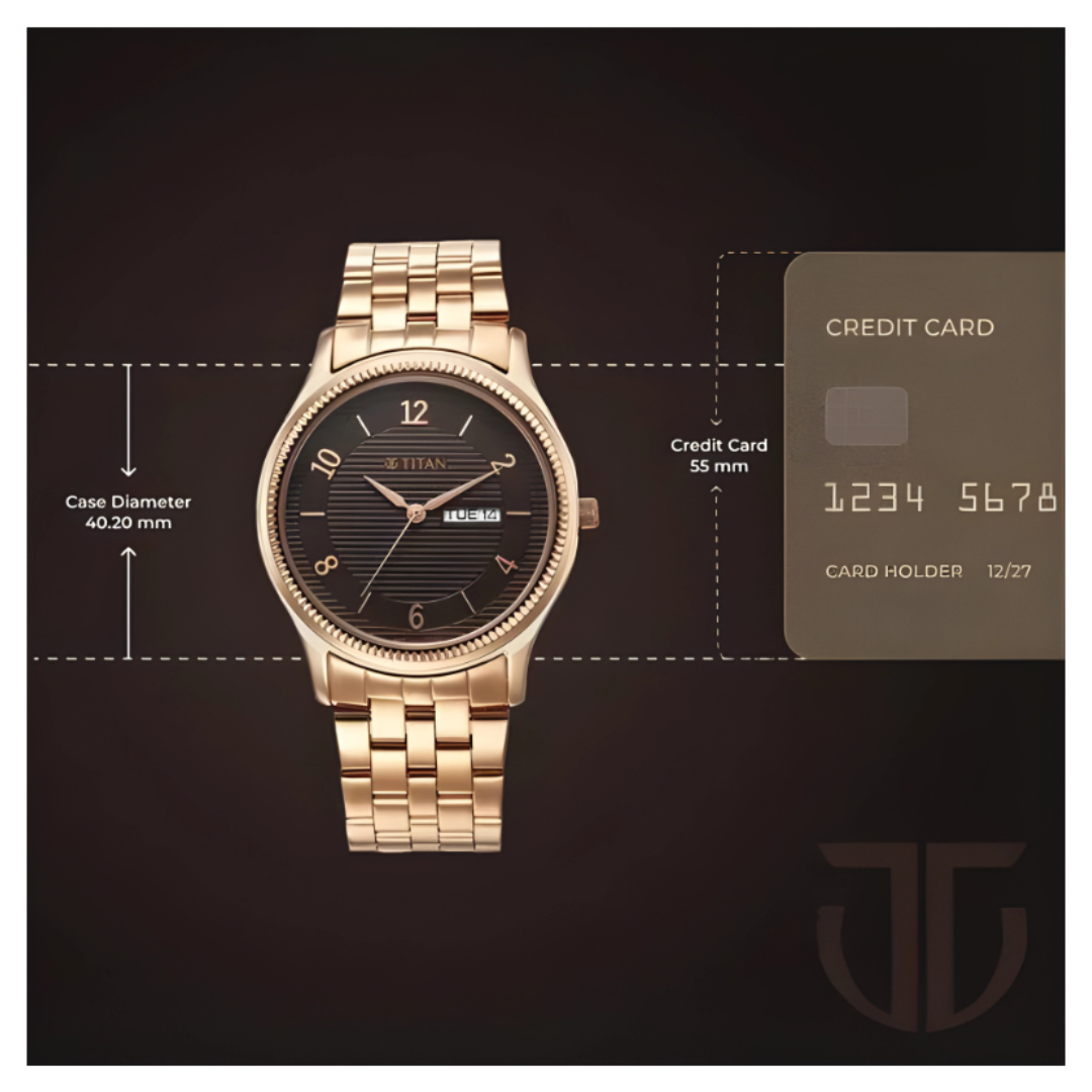 Titan 1824WM01 | Titan Karishma Brown Dial Analog with Day and Date Stainless Steel Strap Watch for Men
