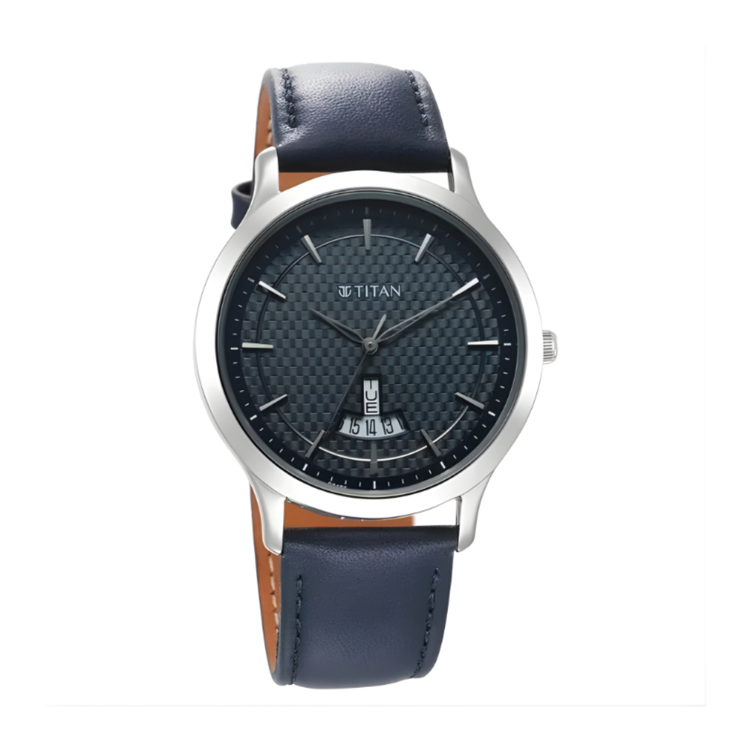 Titan 1825SL14 | Titan Karishma Quartz Analog Blue Dial Leather Strap Watch for Men